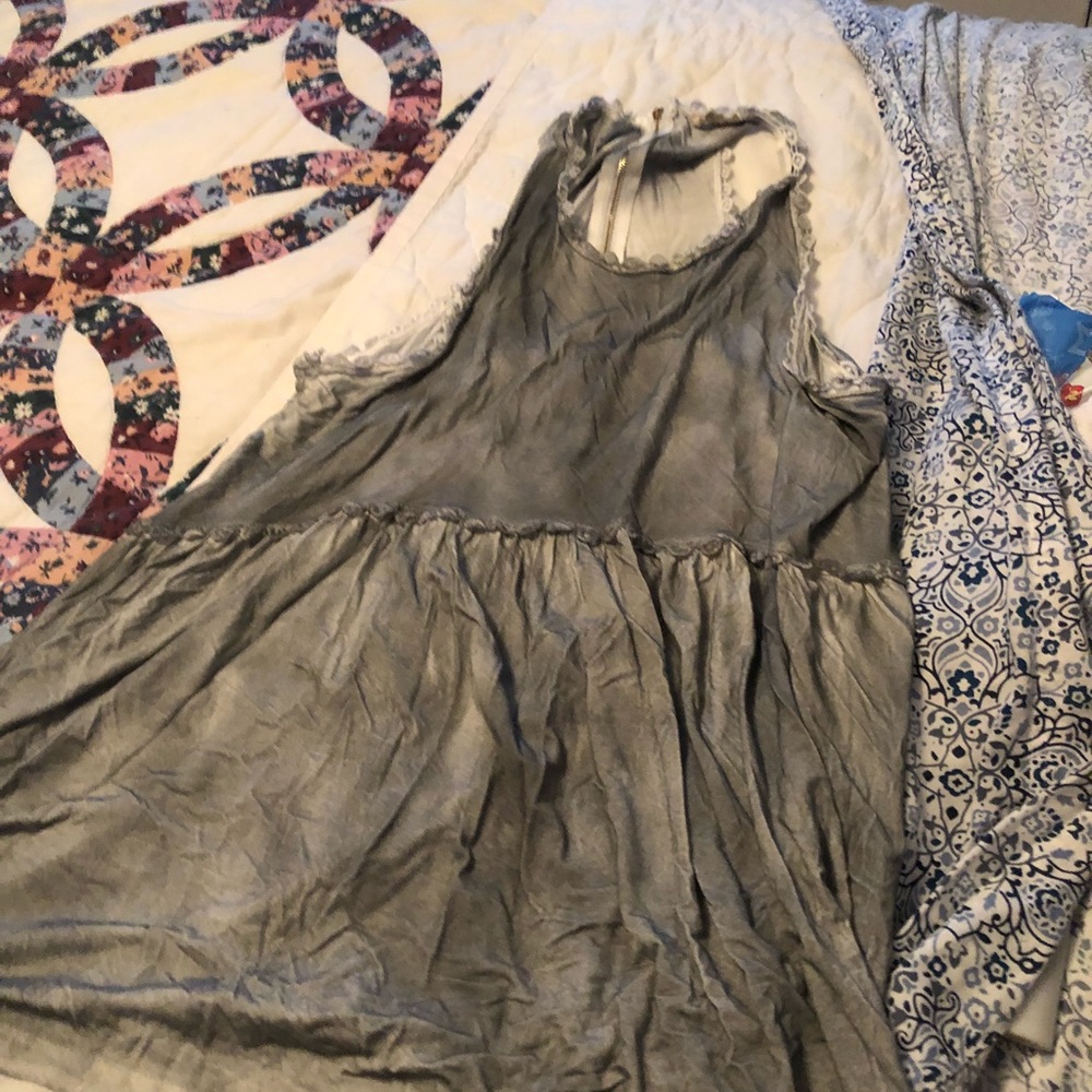 Boutique distressed Tank with Lace detail and zip